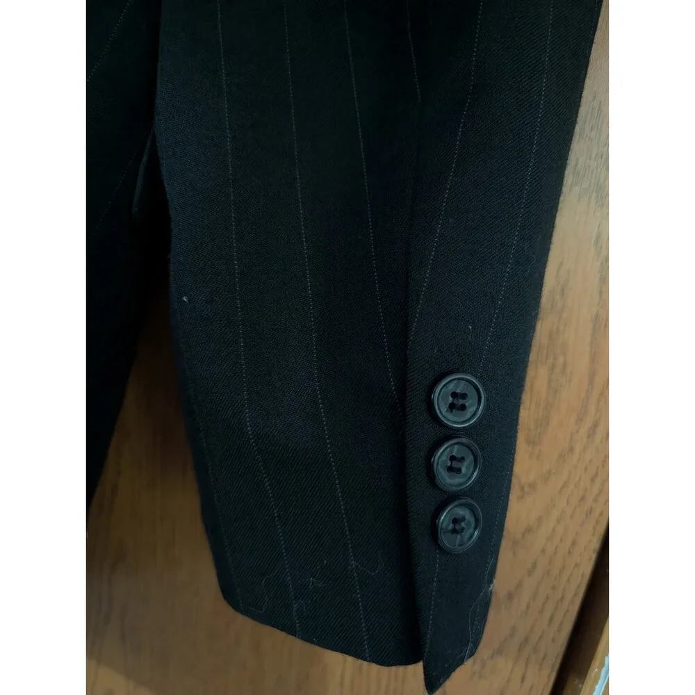 Vintage Petrocelli Black Stripe Wool Blend Men Blazer Sport Coat Jacket sz 42 R